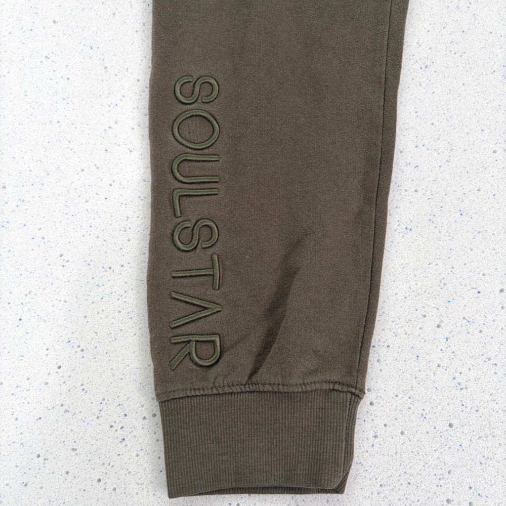Soul‎ Star Joggers Olive Green Sweatpants Drawstring Tapered Athleisure Lounge L - Picture 2 of 6